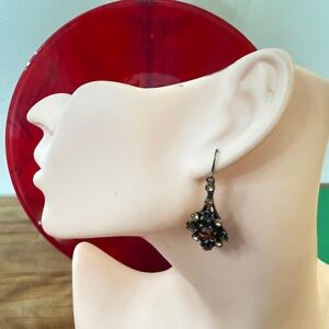 Vintage Drop Dangle Earrings Bohemian Brass and Crystals Hippie Flower Motif